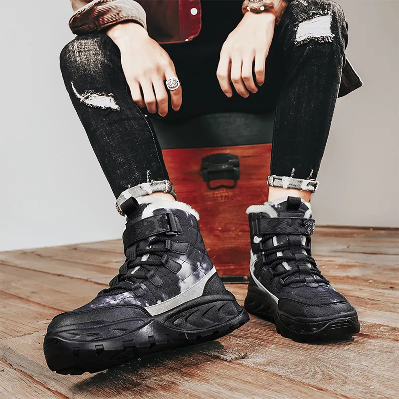 MEXICAN Warm Water Resistant Wear Resistant Slip Resistant Coverage Short Snow Boots Men's-1