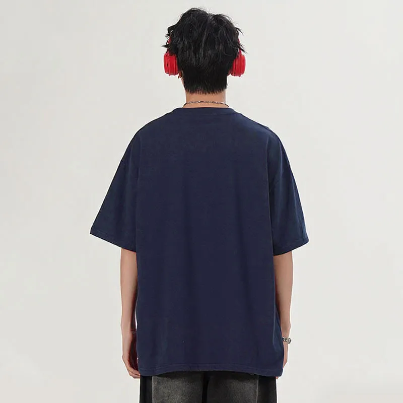 【dme】 Vintage Style Men's Clothing Pair Of Short Sleeved T Shirts 100% Cotton Top Half Sleeve Unisex-9