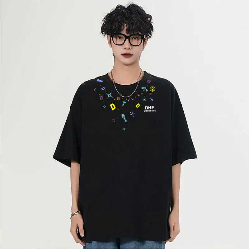 【dme】 Couple T Shirt 100% Cotton Top, Half Sleeve Unisex-3