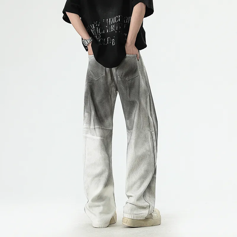 【dme】 Jeans Unisex Gradient White-5