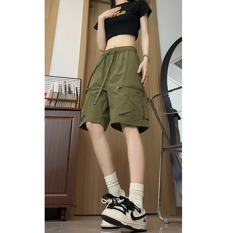 American Vintage Luxury Streetwear Large Pocket Versatile Casual Breathable Parachute Workwear 5 Button Shorts Unisex-13