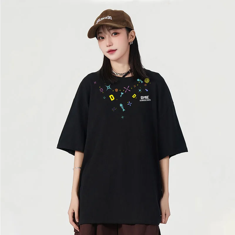 【dme】 Couple T Shirt 100% Cotton Top, Half Sleeve Unisex-5