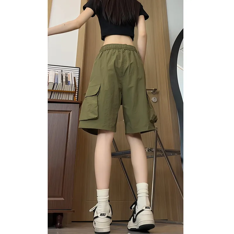 American Vintage Luxury Streetwear Large Pocket Versatile Casual Breathable Parachute Workwear 5 Button Shorts Unisex-14