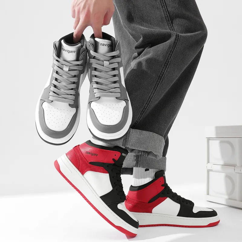 NAVIGARE Cushioning Anti-Slip And Wear-Resistant Balance Rebound Mid-Top Vintage Basketball Shoes Men's-23