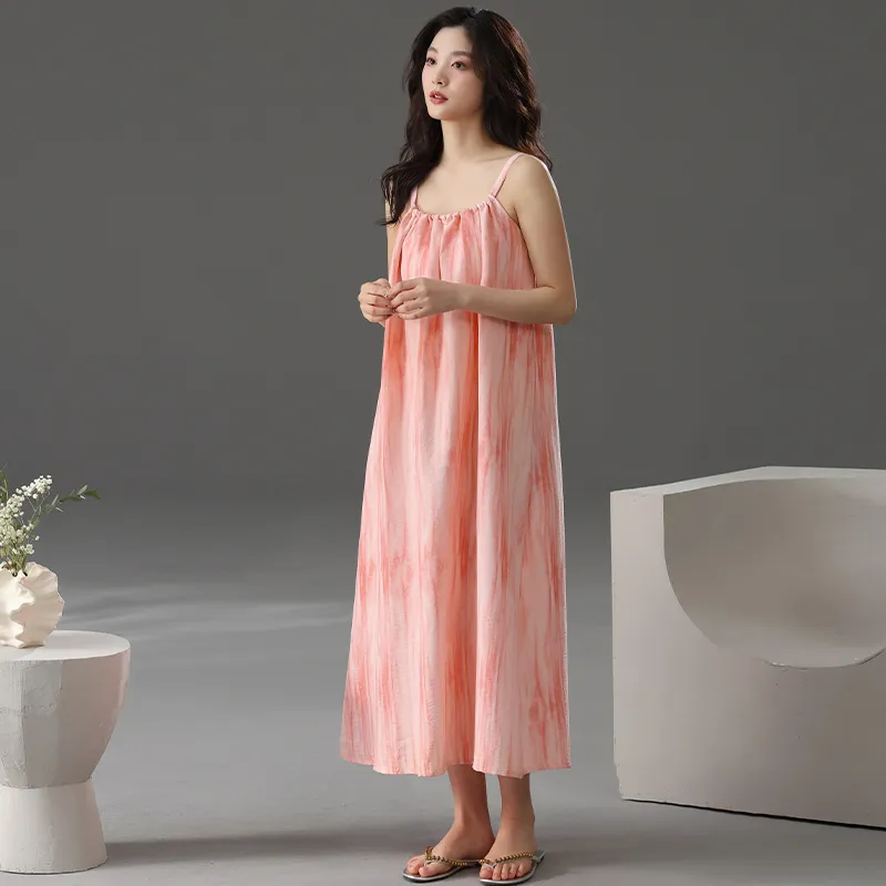 Q'NIANMA Nightgown Women's Tie Dye Orange-5
