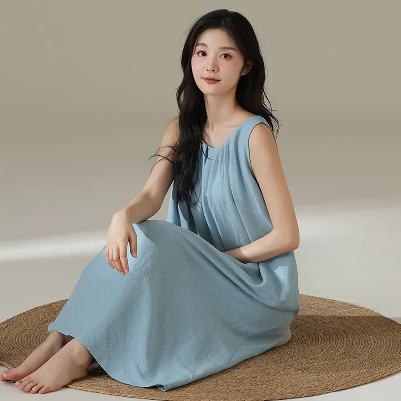 Q'NIANMA Nightgown Women's Sky Blue-4