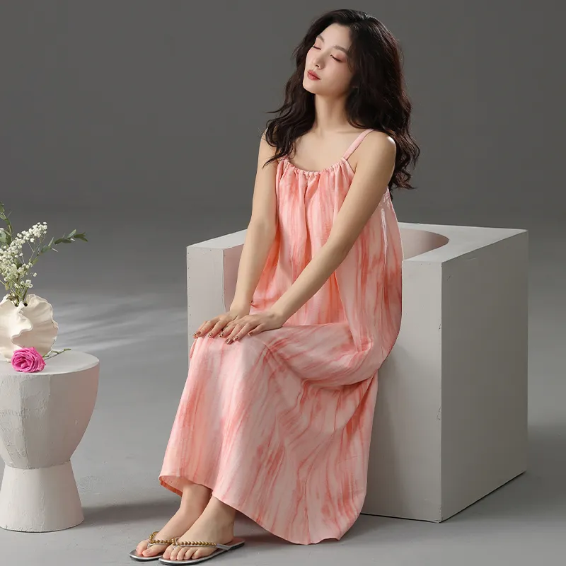 Q'NIANMA Nightgown Women's Tie Dye Orange-2