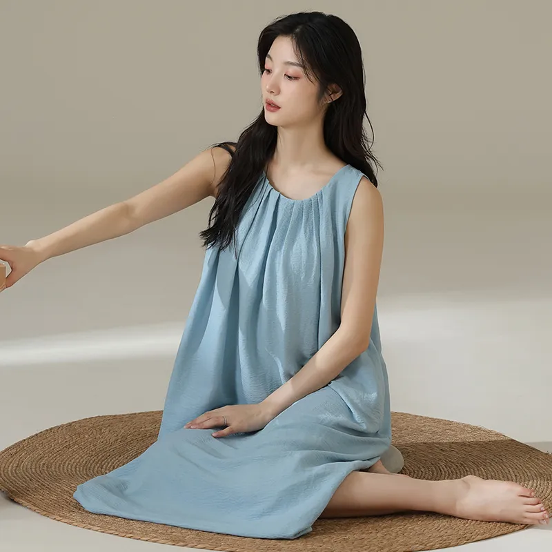 Q'NIANMA Nightgown Women's Sky Blue-5