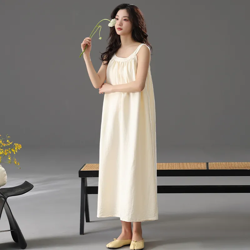 Q'NIANMA Nightgown Women's Milk White-4