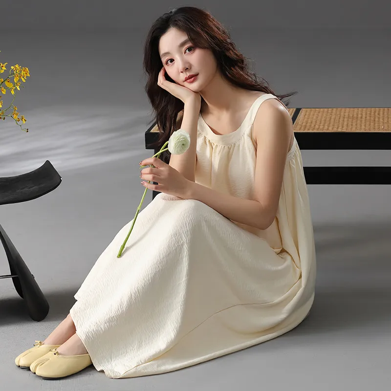 Q'NIANMA Nightgown Women's Milk White-3