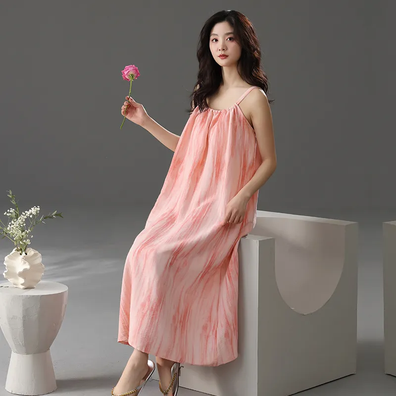 Q'NIANMA Nightgown Women's Tie Dye Orange-1