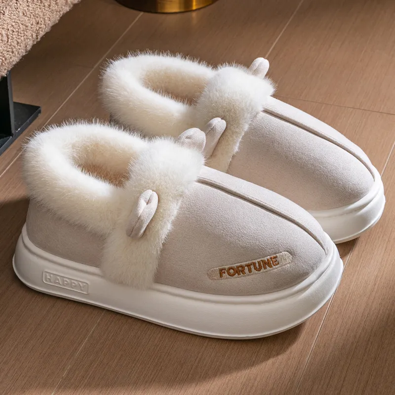MAIMENG&XIAOTIANTUAN Fall And Winter Heel Indoor Home Platform Plush Slippers-1