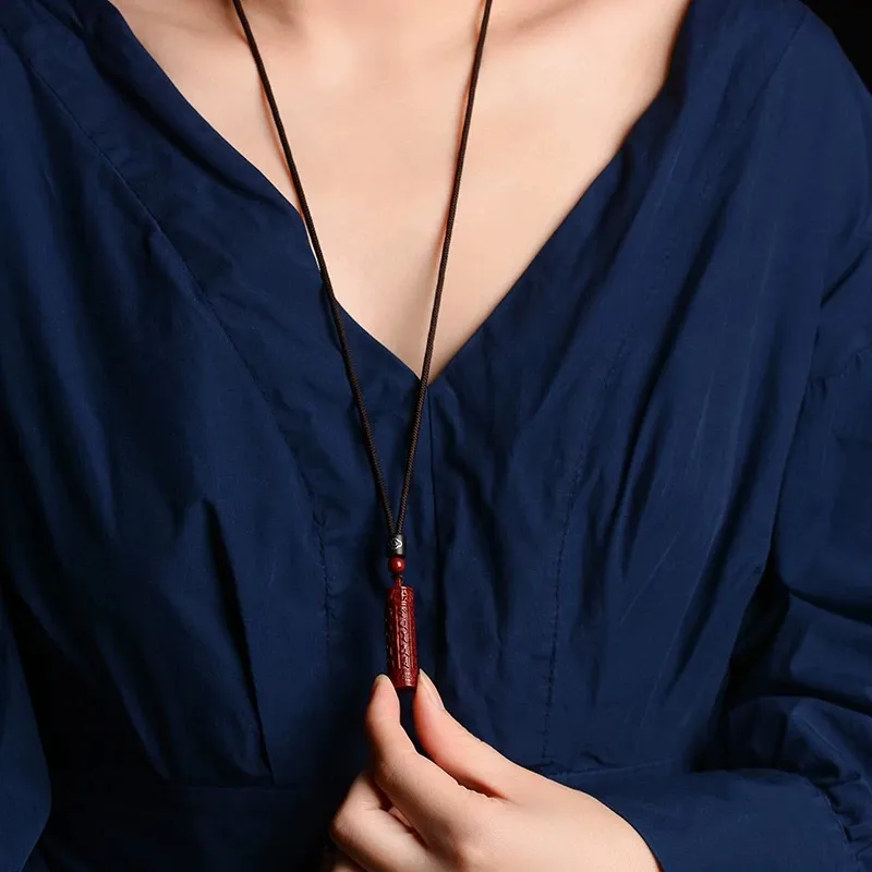 Dora Skewers Reconstructed Cinnabar Pendants Unisex-3