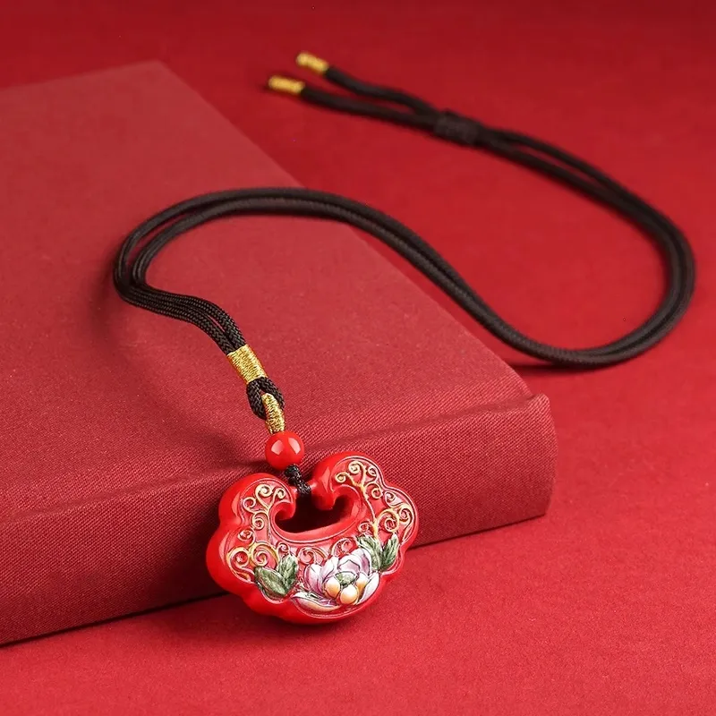 Dora Skewers Cinnabar Jade Pendants Unisex-2