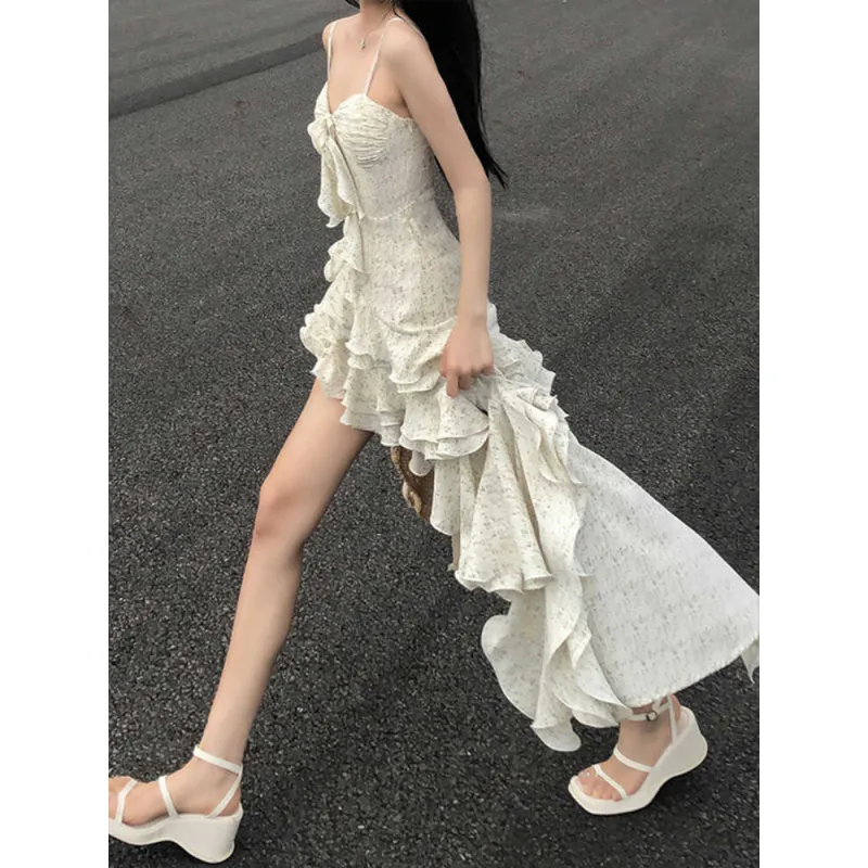 Fashion Slip Dress Women's Ecru And Image Color-4