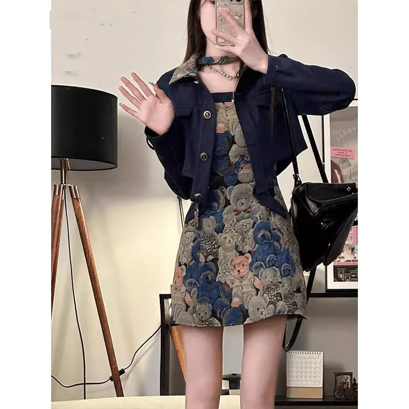PUREIDOL Long Sleeved Dress Women's Dark Blue-5