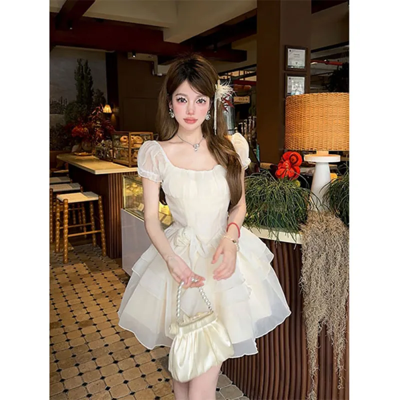 PUREIDOL Short Sleeved Dresses Women's Apricot-3