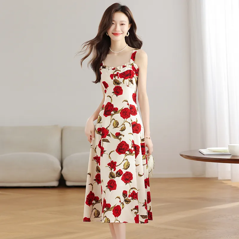 PUREIDOL Slip Dresses Women's Red-3