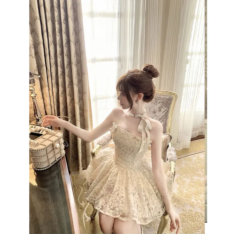 PUREIDOL Slip Dresses Women's Dress With Bowknot-3