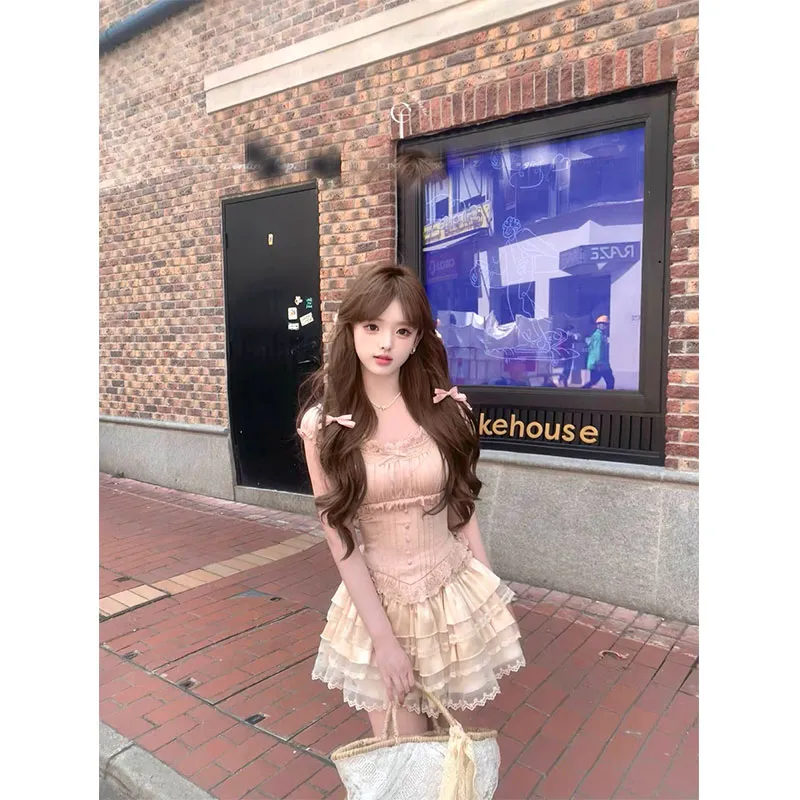 PUREIDOL Short Sleeved Dress Women's Apricot-3
