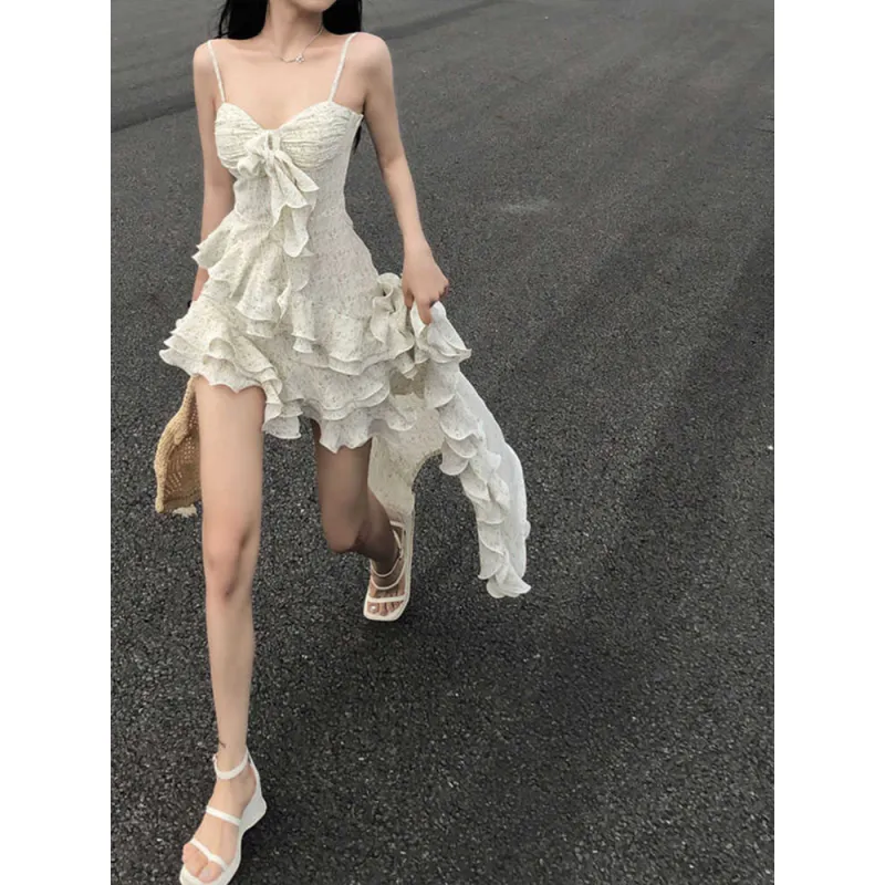 Fashion Slip Dress Women's Ecru And Image Color-3