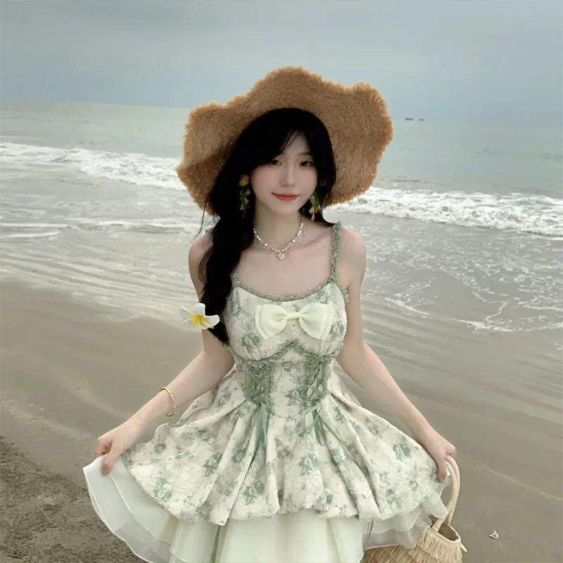 PUREIDOL Slip Dress Women's Green-2