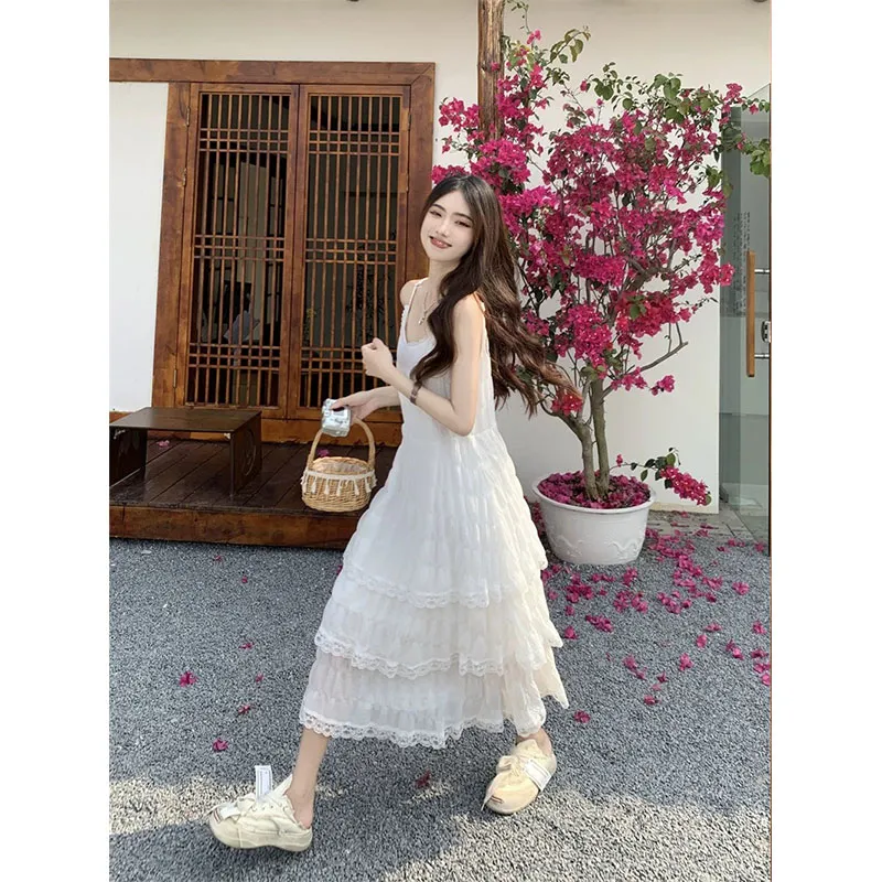 PUREIDOL Slip Dresses Women's White-4