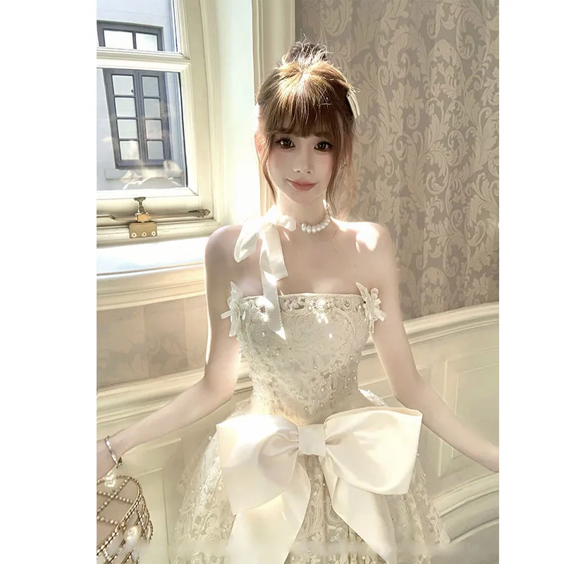 PUREIDOL Slip Dresses Women's Dress With Bowknot-4