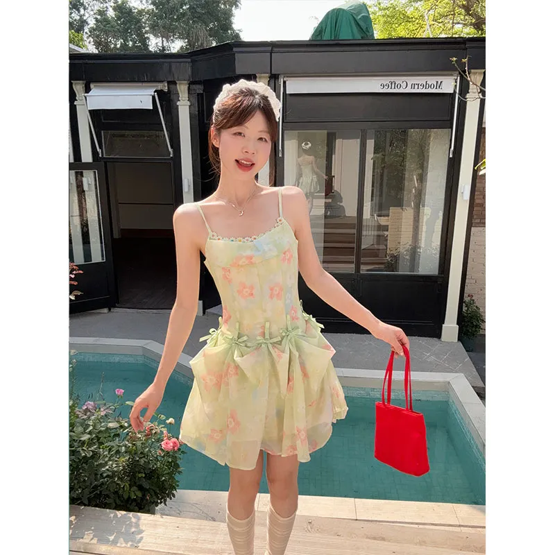 PUREIDOL Slip Dresses Women's Green-3