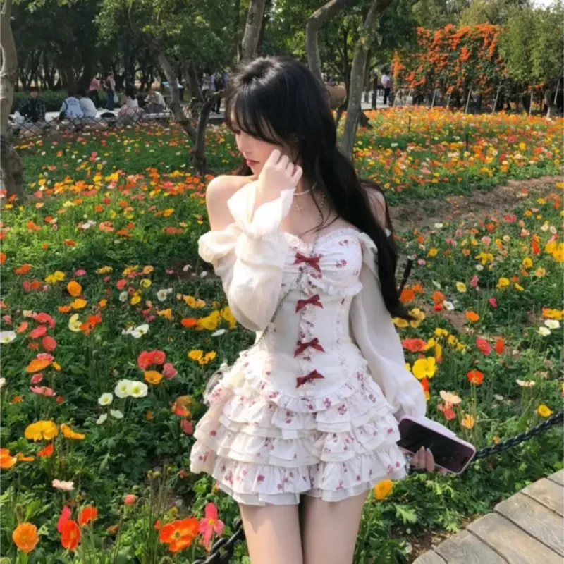PUREIDOL Long Sleeved Dresses Women's Floral Dress-3
