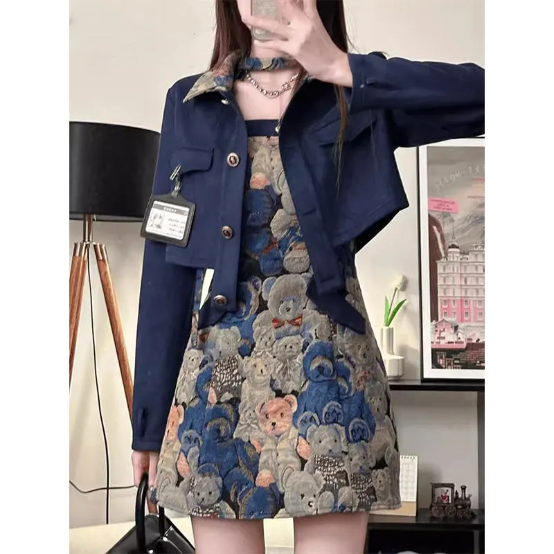 PUREIDOL Long Sleeved Dress Women's Dark Blue-6