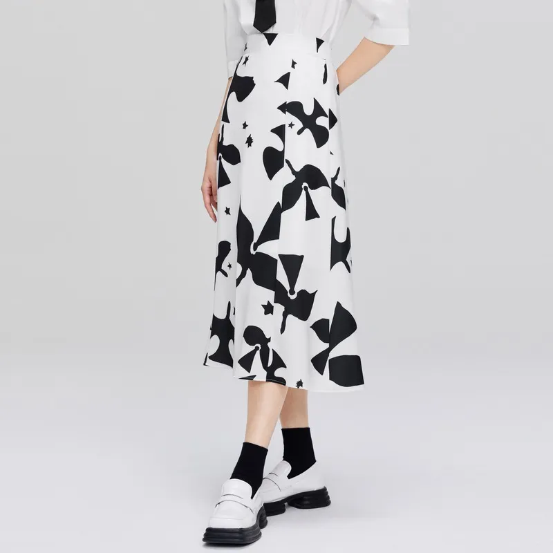 A21 Casual Long Skirts Women's Ecru-3