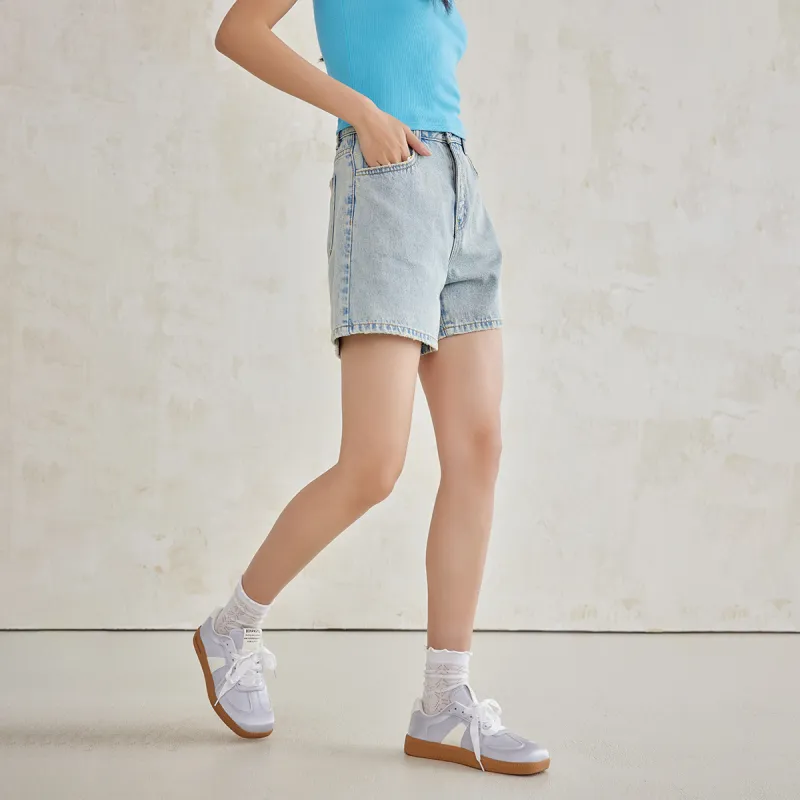 A21 Denim Shorts Women's Blue White-3