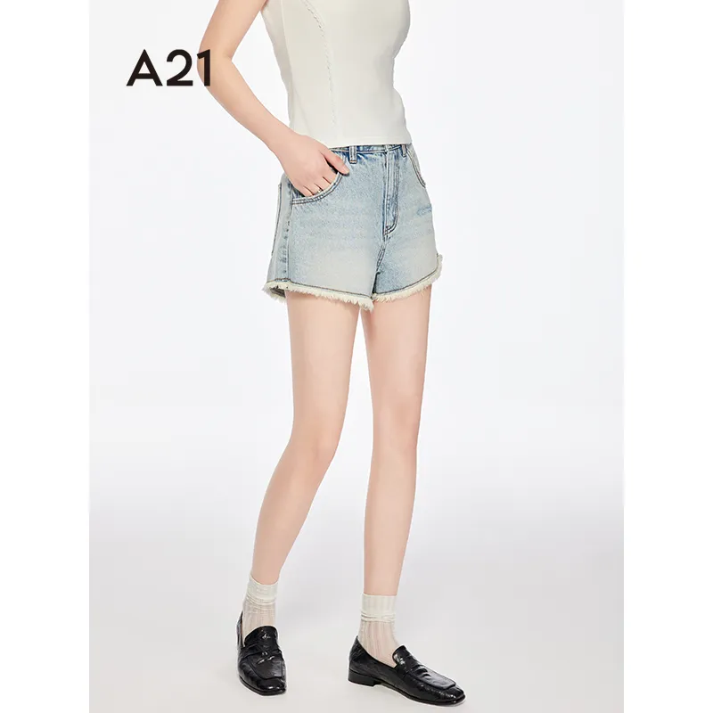A21 Denim Shorts Women's Sky Blue-2
