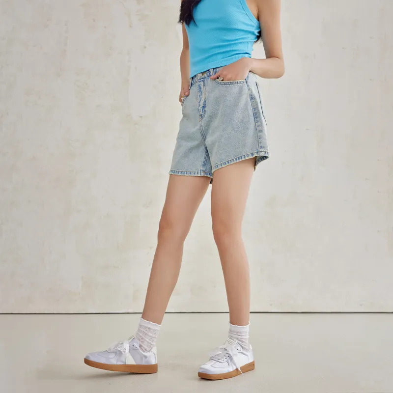 A21 Denim Shorts Women's Blue White-4