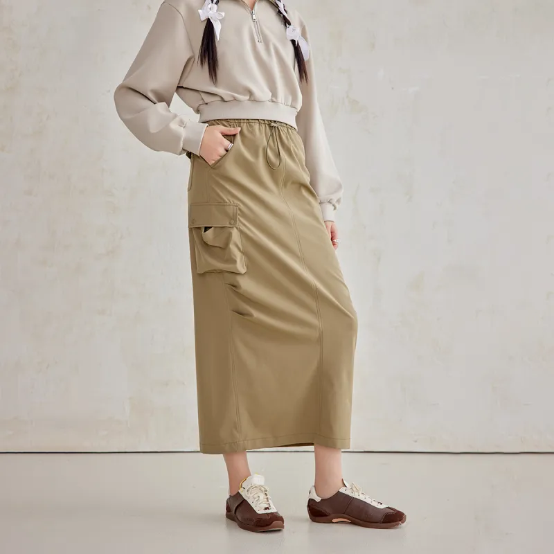 A21 Casual Long Skirts Women's Army Green-3