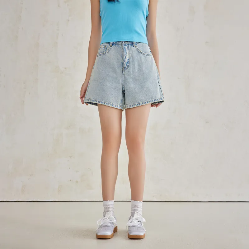 A21 Denim Shorts Women's Blue White-2