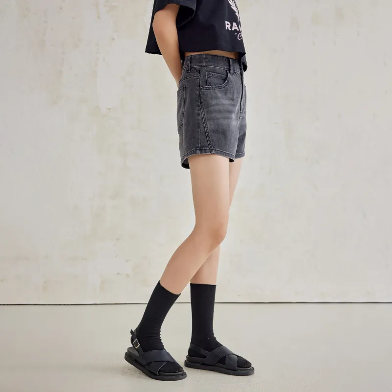 A21 Denim Shorts Women's Black Gray-4