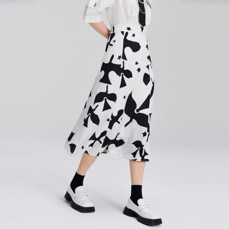 A21 Casual Long Skirts Women's Ecru-4