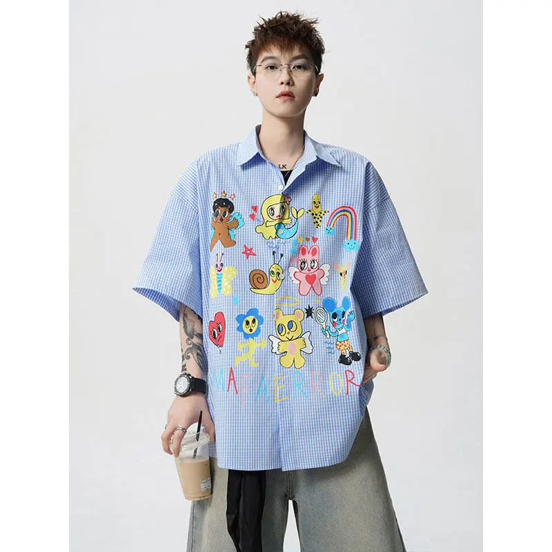 FASTFISH Shirt Unisex Light Blue Plaid-3
