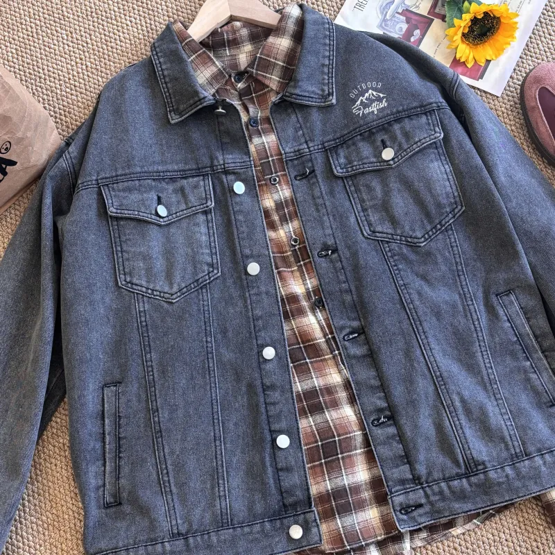 FASTFISH Denim Jacket Unisex Dark Gray-6