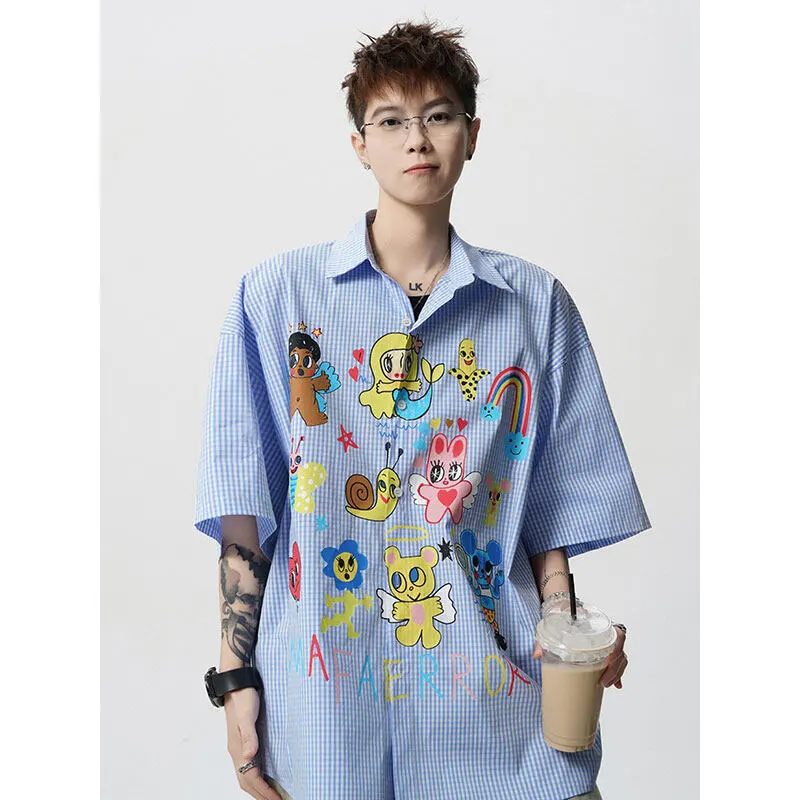 FASTFISH Shirt Unisex Light Blue Plaid-4