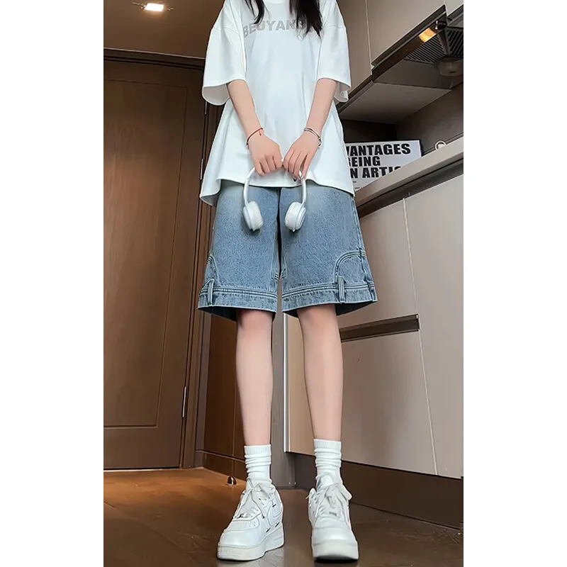FASTFISH Denim Shorts Unisex Blue-4