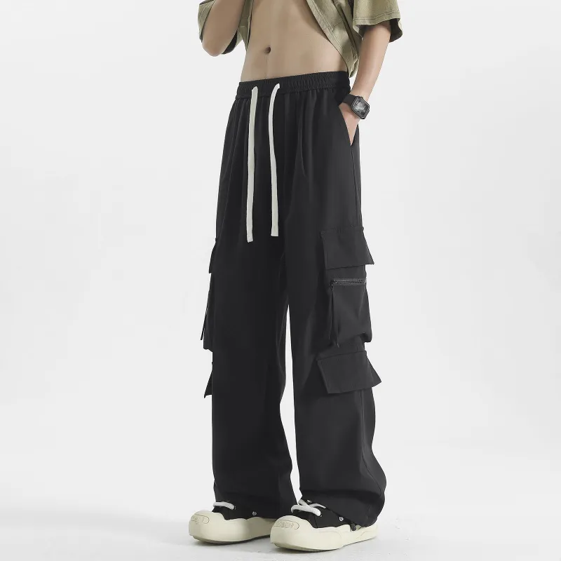 FASTFISH Cargo Pants Unisex Black-3