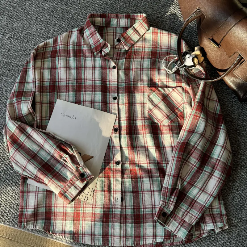 FASTFISH Shirt Unisex Red Plaid-3