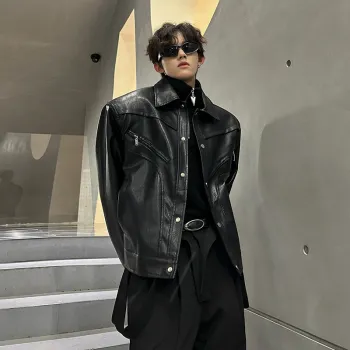 FASTFISH Leather Jacket Unisex Black
