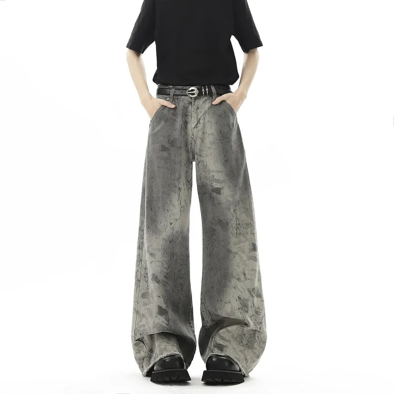 FASTFISH Jeans Unisex Snakeskin Print White-3