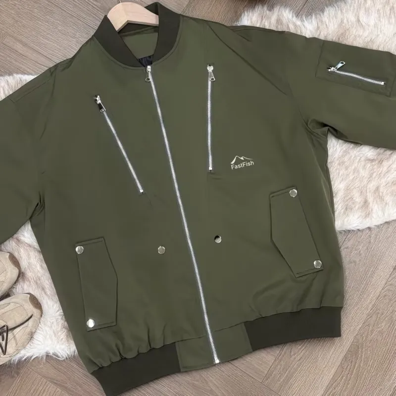 FASTFISH Jackets Coats Unisex Army Green-3