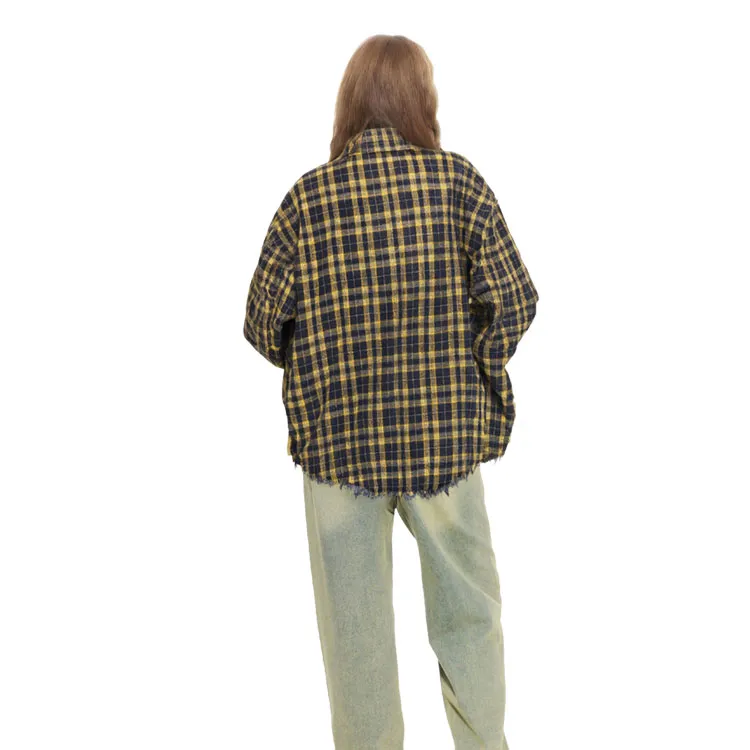 FASTFISH Shirt Unisex Yellow Small Plaid-2