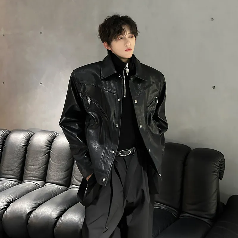 FASTFISH Leather Jacket Unisex Black-3
